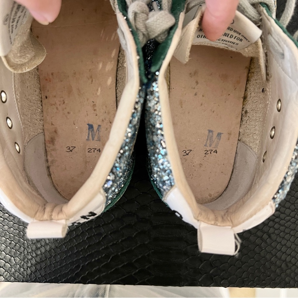 Golden Goose Green White Glitter Low-Top Sneakers - Picture 14 of 15